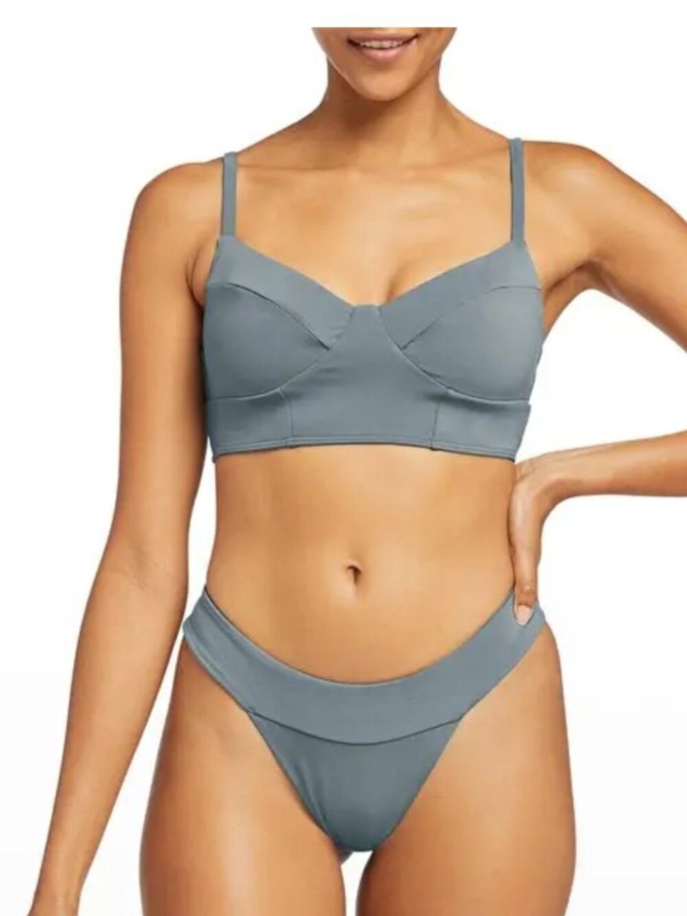 Vitamin A Emmi Bralette Bikini Top in Agave Biosculpt